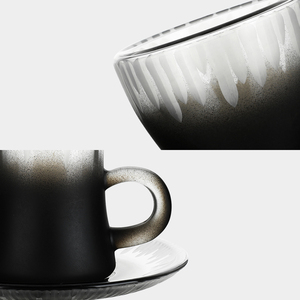 Tazze e piatti in vetro stile turco modello di colore gradiente Design decorazione per la casa arabo <span class=keywords><strong>Kava</strong></span> tazze di vetro nero tazze da tè - Product Image 2