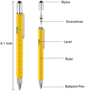 6 In 1multifunction Tool Pen With Custom Logo Color And Engineering Pen With Inch Scale In Multi Function Pen