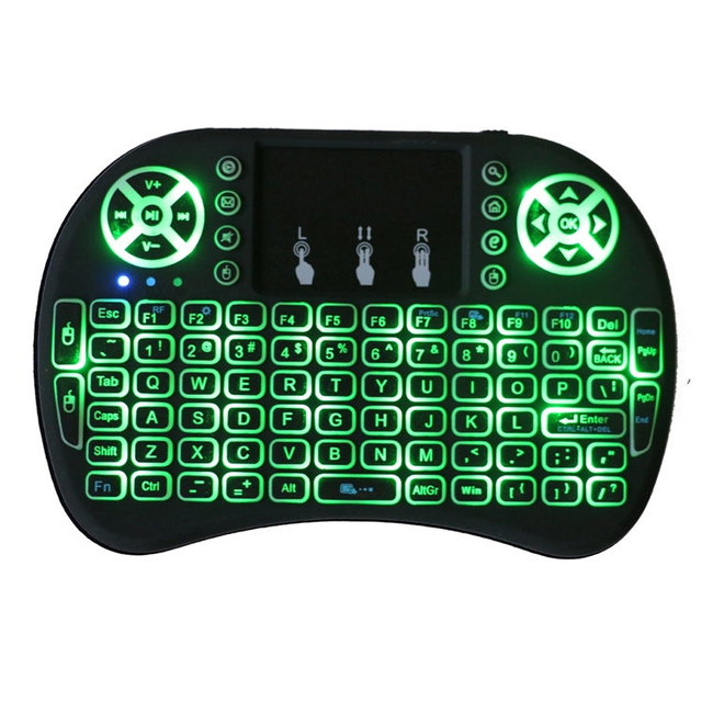 I8 Fixed Code Backlit Wireless Air Mouse Remote with Rechargeable Battery for Smart TV Box