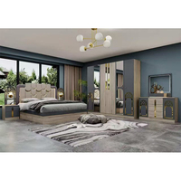 Ensemble de meubles de chambre à coucher contemporains en bois, ensemble de meubles de chambre à coucher modernes sur mesure avec lit, armoire et commode
