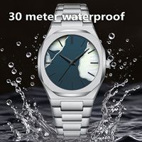 Montre à quartz octogonale pour hommes, cadran en marbre incrusté de coquillages, bracelet en acier inoxydable, multicolore, étanche, montre-bracelet décontractée pour hommes