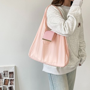 Sac de courses pliable portable en nylon, sac d'épicerie avec cordon de serrage, imperméable, pour sports de plein air, personnalisable, sac de courses recyclable - Product Image 5