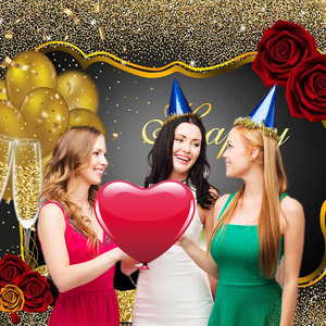 Glitter Gold Red Rose Floral Golden Globos Tacones Champagne Glass Fondo <span class=keywords><strong>para</strong></span> adultos Mujeres Decoraciones <span class=keywords><strong>de</strong></span> fiesta <span class=keywords><strong>de</strong></span> <span class=keywords><strong>cumpleaños</strong></span> - Product Image 2