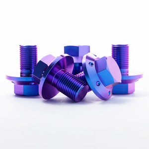 สลักเกลียวหน้าแปลนโลหะผสมไทเทเนียม CNC GR5 สีฟ้าไหม้ หัวกลม ขนาด UNF เกลียว ASME 25 มม. สลักเกลียวมอเตอร์ไซค์แบบกำหนดเอง - Product Image 5