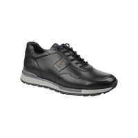 Chaussures décontractées pour hommes 5866 en cuir véritable à lacets, sportives, pour la marche en extérieur, avec semelle intérieure en mousse à mémoire de forme, semelle extérieure en EVA antidérapante, automne-hiver, noires