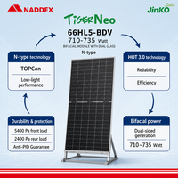 Panneau solaire bifacial double vitrage Tiger Neo N-type, cellules de 210 mm, modèle 66HL5-BDV 725W, efficacité 98 %, prix usine