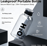 Bouteille d'eau en verre de qualité alimentaire avec couvercle, bouteille à boire en verre borosilicate transparent avec manchon en silicone, bouteille d'eau anti-fuite pour les voyages
