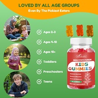 Biocaro Kids Gommes multivitamines avec vitamine D3 K2, vitamine B12, B6, vitamine A C et supplément de zinc pour le soutien immunitaire
