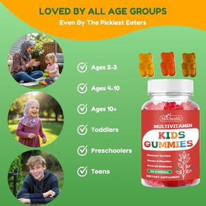 Gomitas multivitamínicas para niños Biocaro con vitamina D3 K2, vitamina B12, B6, vitamina A C y suplemento de zinc para el apoyo inmunológico - Product Image 3