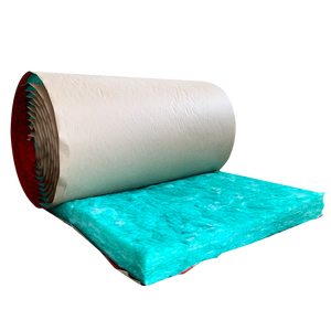 Rouleaux de <span class=keywords><strong>laine</strong></span> de verre verte UET Asia Market 50 mm, isolation en fibre de verre pour toiture avec papier kraft - Product Image 1