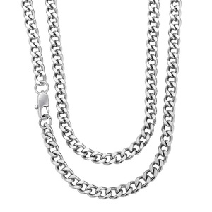 سلاسل عنق كوبية من الفولاذ المقاوم للصدأ بسماكات 3 و5 و7 ملم للرجال والنساء، سلسلة حلقات بلون ذهبي أسود مع مشبك إغلاق، مجوهرات هيب هوب - Product Image 3