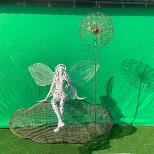 Figura de Hada de acero inoxidable personalizada, escultura para jardín, hotel, decoraciones creativas al aire libre - Product Image 6