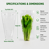 Sacs d'emballage trapézoïdaux en CPP de qualité alimentaire, thermoscellables, imprimés en héliogravure, avec trous d'aération pour l'emballage de laitues, herbes fraîches et légumes - Vente en gros
