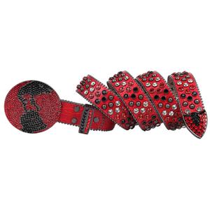 TENGMEI — <span class=keywords><strong>ceinture</strong></span> à <span class=keywords><strong>boucle</strong></span> de monde rouge strass scintillant, nouvelle collection, Western, avec grande <span class=keywords><strong>boucle</strong></span> - Product Image 2