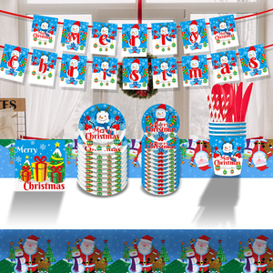 Platos de fiesta de Navidad muñeco de nieve platos de papel desechables invierno vacaciones cena postre platos Navidad lindo festivo vajilla - Product Image 2