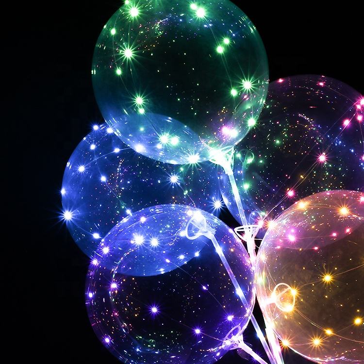 High Quality Hot Sale Wholesale Led Bobo Ballon Clear Globos Party Wedding Festival Decoration Balloons Light up with Stick