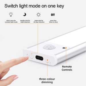 <span class=keywords><strong>Sensor</strong></span> de movimiento negro 3 colores regulable Usb tipo C recargable bajo luces Led para gabinete - Product Image 6