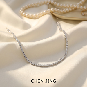 שרשרת זהב 18K זהב לבן 18K שרשרת טניס יהלומים משובצים 2 מ "מ 3 מ" מ 4 מ "מ 5 מ" מ - Product Image 2