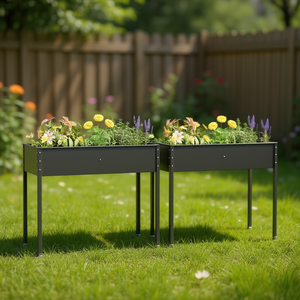 Fioriere da Giardino in Acciaio Zincato Antracite, Set di 2 Vasi Quadrati Moderni e Minimalisti per Esterni, Design Durevole - Product Image 2