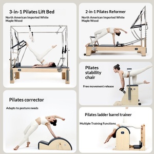 Lettino Pilates Core 2-in-1 e 3-in-1 Semi-Rialzato in Acero Bianco e Rovere per Studio Yoga e Allenamento Modellante Femminile - Product Image 2