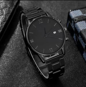 Trendy Erkek Arap Rakamlı İbreli Moda Saati 4 Parçalı Set Siyah Minimalist Quartz 40mm Alaşımlı Cam - Product Image 3