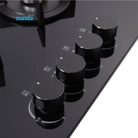 Estufa de Gas Empotrable Xunda de 60 cm con 4 Quemadores, Superficie de Vidrio Templado Negro, Encendido Electrónico, Opción OEM
