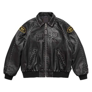 جاكيت جلد رجالي مخصص مزين بالأحجار الكريمة والتطريز، جاكيت جلد عتيق بسحاب كامل للرجال - Product Image 4