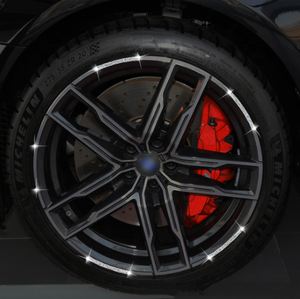 Juego de pegatinas de diamante para llanta de rueda de coche, pegatinas de diamantes de imitación para seguridad en carretera, tira reflectante para neumático de motocicleta, 5 uds. Por Set - Product Image 5