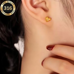 อุปกรณ์ตกแต่งเครื่องประดับ DIY ข้ามพรมแดน ไม่ซีดจาง ให้ความรู้สึกหรูหรา ต่างหูรูปหัวใจ ชุบทอง 18k - Product Image 1