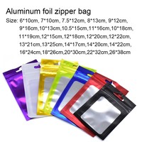 Sacs d'emballage en plastique Mylar réutilisables de luxe, mini-sacs refermables en aluminium, pochettes anti-humidité avec fenêtre transparente pour bijoux