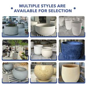 Vasi da Esterno in Cemento Resistenti alle Intemperie, Design Rotondo Liscio, Disponibili in Diverse Dimensioni per Patio e Giardino - Product Image 4