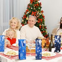Sac en papier kraft personnalisé, imprimé, écologique, recyclable, pour cadeau de vin de Noël, avec poignée, pour l'emballage de bouteilles de boissons
