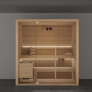 Sauna carré extérieur en bois écologique 4 personnes en cèdre rouge avec vestiaire ou salle de douche - Product Image 4