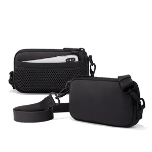 2024 मिनी मैसेंजर बैग नियोप्रीन शोल्डर बैग मोबाइल फोन पैक पुरुषों और महिलाओं के लिए ब्लैक क्रॉसबॉडी बैग