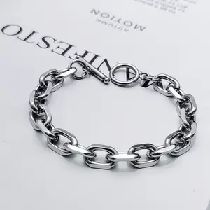 Wholesale Trendy Stainless steel OT buckle O type link chain titanium steel male and female lovers personality silver bracelet