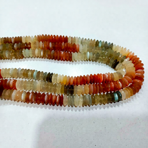 Perles de pierre de lune naturelle multi-couleurs, taille allemande, 9 à 10 mm, vendues par brin de 8 pouces de long - Product Image 1