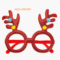 Lunettes de Noël à monture ronde style bois de cerf rouge, les plus vendues, décorations de Noël, fournitures de fête pour enfants, articles de Noël, montures