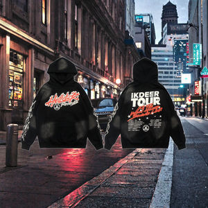 เสื้อฮู้ดดี้พิมพ์ลายกราฟิกตัวอักษรทรงโอเวอร์ไซส์สไตล์ลำลองสำหรับฤดูหนาวสำหรับผู้ชาย |   การออกแบบแขนเสื้อแบบเรโทรทัวร์เฟลม ปรับแต่งได้ มีฮู้ด 100% - Product Image 3