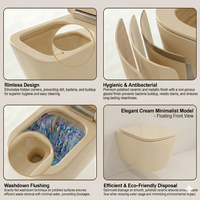 Ensemble WC et bidet mural moderne pour salle de bain et cuisine, avec pulvérisateur vertical en céramique, coloris assorti, pour toilettes de style métro, sanitaires urbains et hôtels