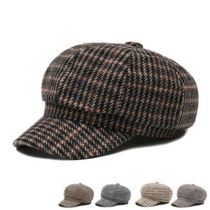 Gorro de boina retro japonés para mujer, estilo literario, cálido para otoño e invierno, con estampado a cuadros, gorra de pintor de moda, gorra de 8 paneles tipo Newsboy - Product Image 2