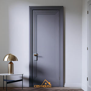 ประตูภายในสีน้ำเงินหรูหราสไตล์คลาสสิกสำหรับโรงแรม อพาร์ทเมนต์ ห้องนอน ประตูไม้เนื้อแข็ง - Product Image 5