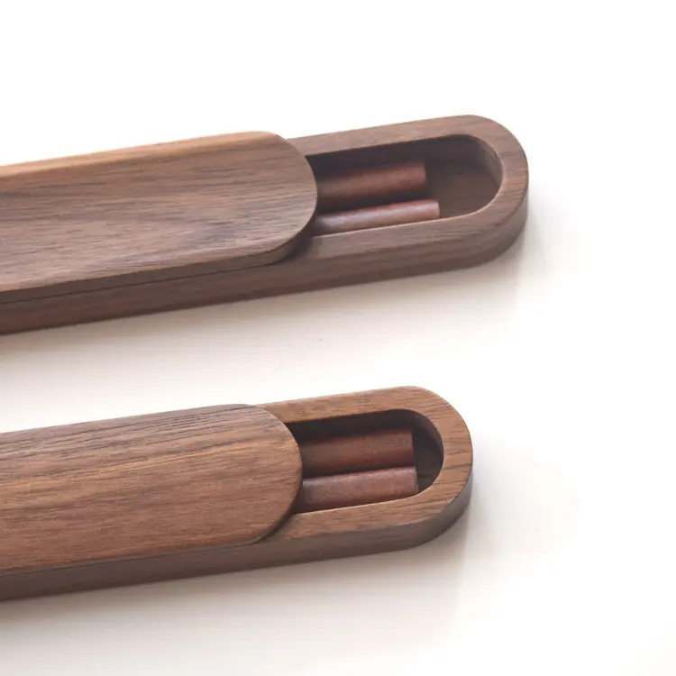 Wooden custom logo black walnut tableware storage portable drawer chopsticks wooden packaging box