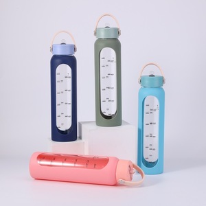 Borraccia Sportiva in <span class=keywords><strong>Vetro</strong></span> Borosilicato a Prezzo di Fabbrica, <span class=keywords><strong>con</strong></span> Custodia in Silicone Senza BPA, Antigoccia, <span class=keywords><strong>con</strong></span> Indicatore del Tempo - Product Image 1