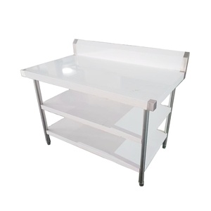 VICTORY KITCHEN Banco de Trabajo de Acero Inoxidable de Tres Niveles con Respaldo, Patas de Altura Ajustable, Precio de Fábrica, para Cocina Comercial - Product Image 2