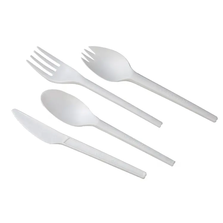 Cucchiaio di plastica biodegradabile per uso alimentare all'ingrosso della fabbrica/coltello/forchetta/Spork/Set di posate per tovaglioli