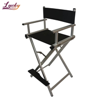 Chaise de maquilleur professionnel de beauté Chaise de réalisateur cosmétique pliable en aluminium Chaise de maquillage rose or rose