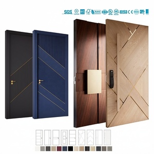 European <b>America</b> <b>Villa</b> Oak Walnut Solid Wood Anti-Theft Exterior Entrance Door for Apartment Use Modern Design - Product Image 3