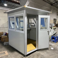 Mini-maison préfabriquée blanche et bleue de 4,92 pi x 6,56 pi x 7,54 pi, bureau portable, kiosque de sécurité, cabine de sentinelle, entrepôt, bâtiment de bureaux