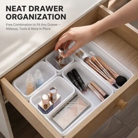 Ensemble de 8 plateaux de rangement modulaires emboîtables pour bureau, tiroirs, fournitures de bureau, maquillage, cuisine, coiffeuse, salle de bain, placard
