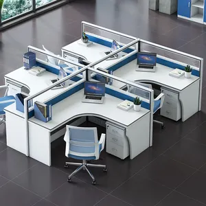 Hiện đại mở Modular 4 người bàn văn phòng thiết kế nội thất văn phòng Bảng Máy Trạm